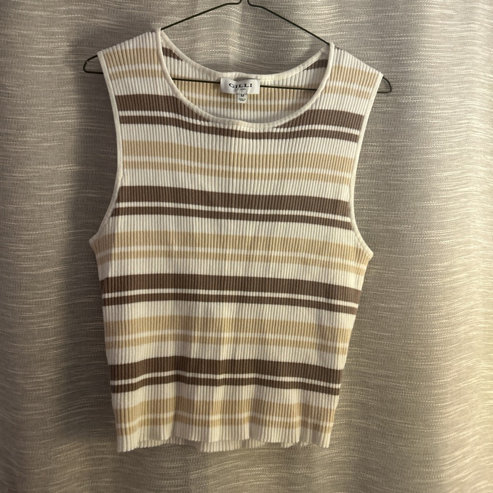 Striped Sleeveless Ribbed Top